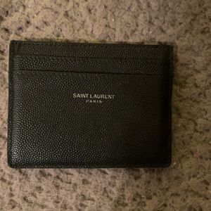 YSL Men’s black Pebbled leather card case